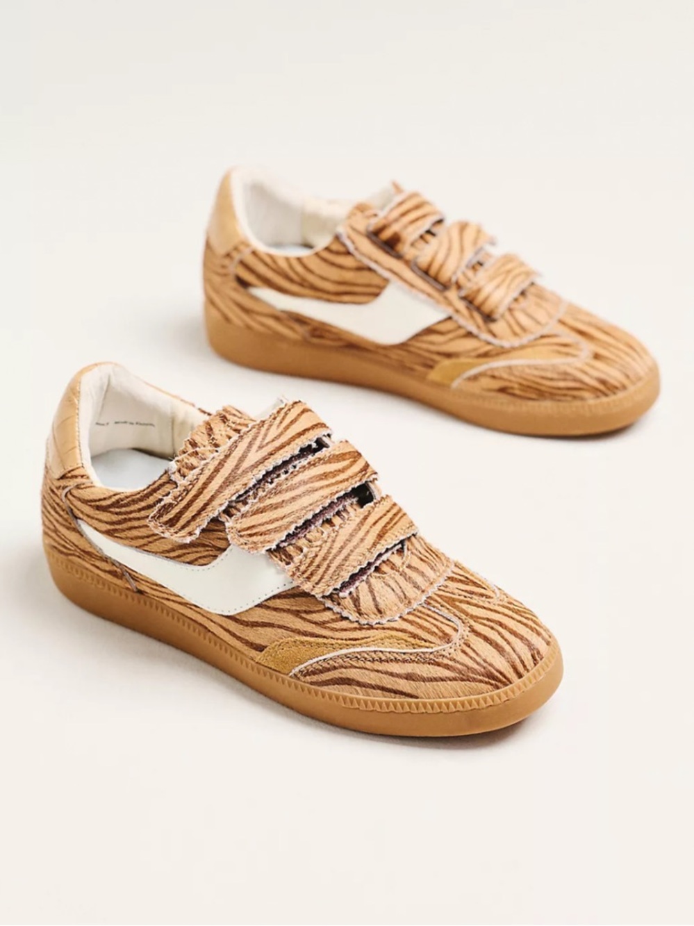 Dolce Vita Notice Velcro Sneakers Tan Tiger Zebra Print